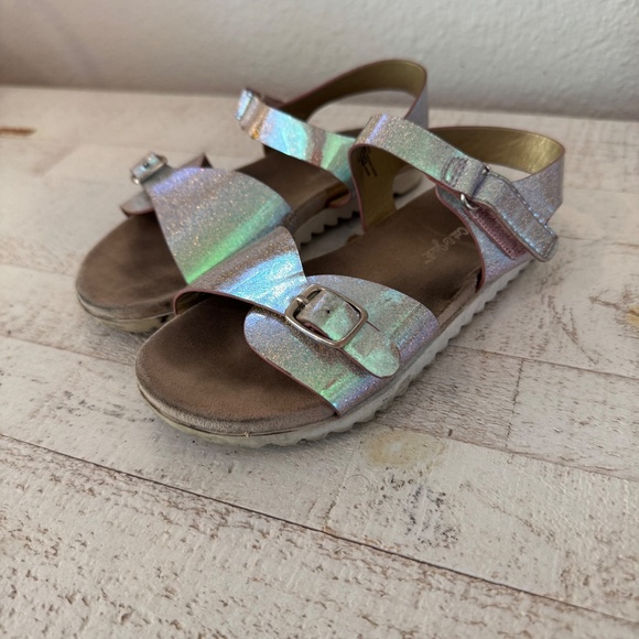 Cat & Jack Iridescent Silver Glitter Sandals - Toddler Size 10 - Picture 3 of 6